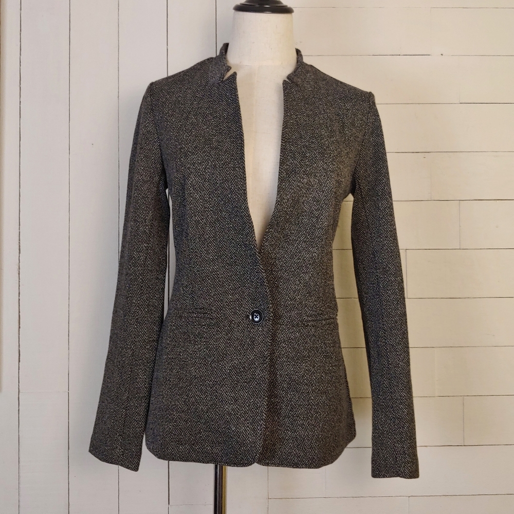 Banana Republic Women's Classic Knit Herringbone Inverted Collar Blazer Size XS